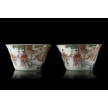 Two small Famille Rose porcelain cups each decorated with figuresChina, 19th century(d. 11 cm.)ITDue