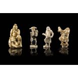 Four ivory netsukes, signedJapan, Meiji period (1868-1912)(h. max 6 cm.)This lot may be subject to