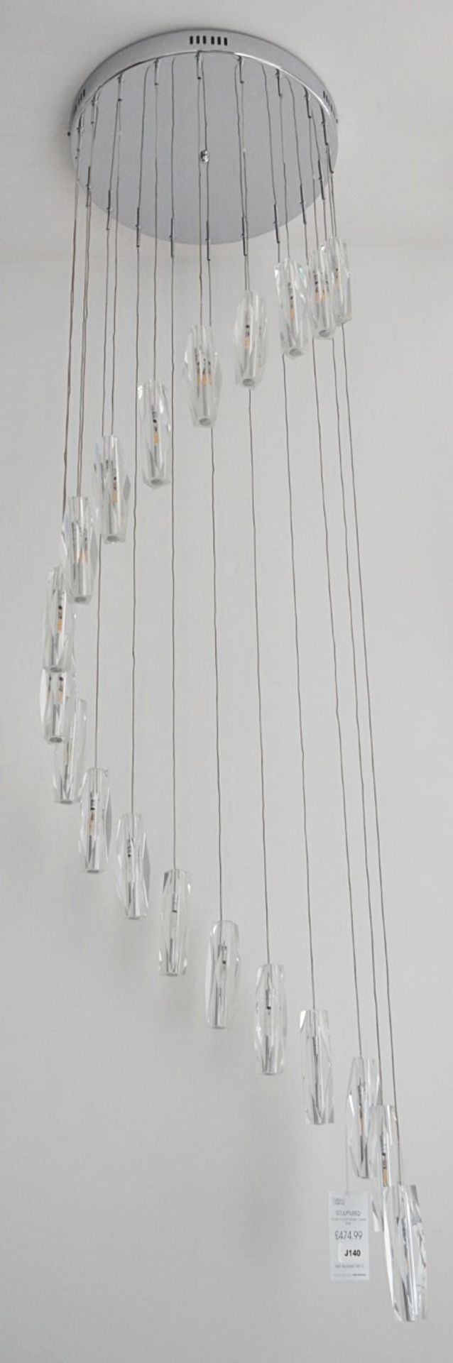 1 x Sculptured Ice Chrome 20 Light Dingle Dangle Pendant With Crystal Glass - RRP £792.00 - Image 2 of 6
