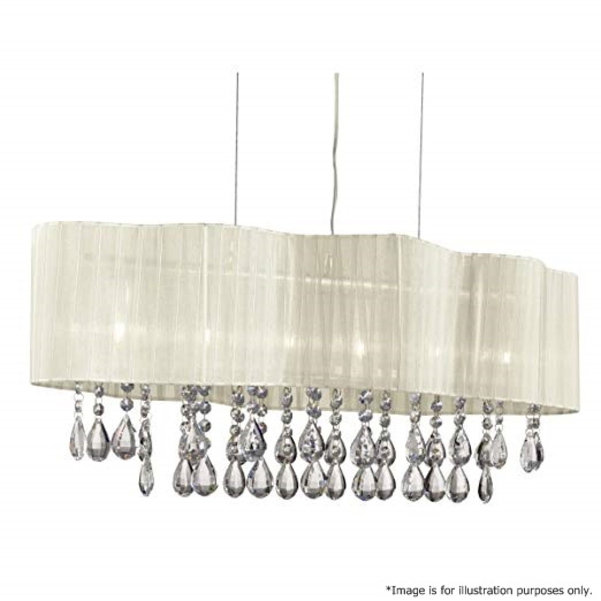 1 x Large Pleated 6-Light Ceiling Light With A Cream Voile Shade - RRP £220.00