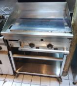 1 x Keating Heavy Duty Stainless Steel Natural Gas Griddle With Stand on Castors - CL332 - Location: