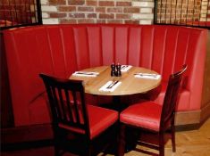 1 x Curved C-Shaped Seating Booth Upholstered In A Bright Red Leather - CL353