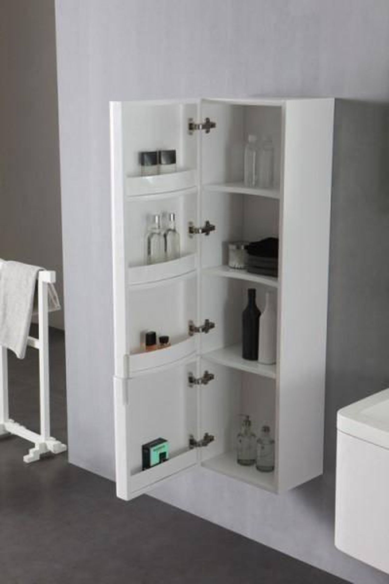 1 x White Gloss Storage Cabinet 120 - B Grade Stock - Ref:ASC42-120 - CL170 - Location: Nottingham N