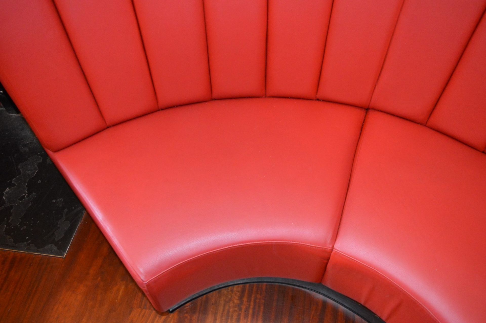 1 x Curved C-Shaped Seating Booth Upholstered In A Bright Red Leather - CL353 - Image 4 of 11