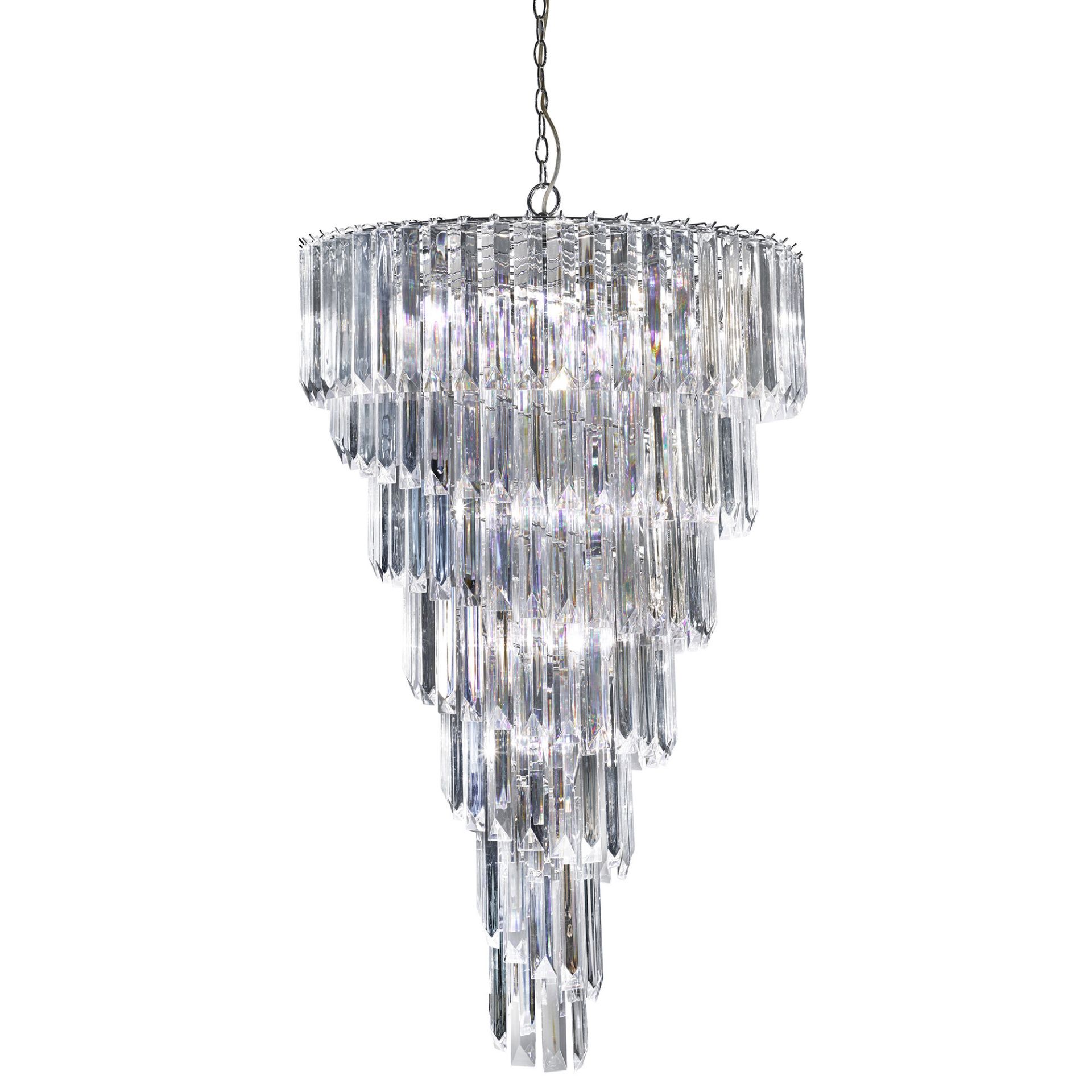 1 x Sigma Chrome 9 Light Chandelier With Clear Acrylic Prisms  - Striking Vintage Elegance in Chrome - Image 3 of 3