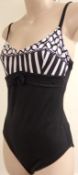 1 x Rasurel - Black/White patterned - Borneo Swimsuit - R20435 - Size 2C - UK 32 - Fr 85 - EU/Int 7