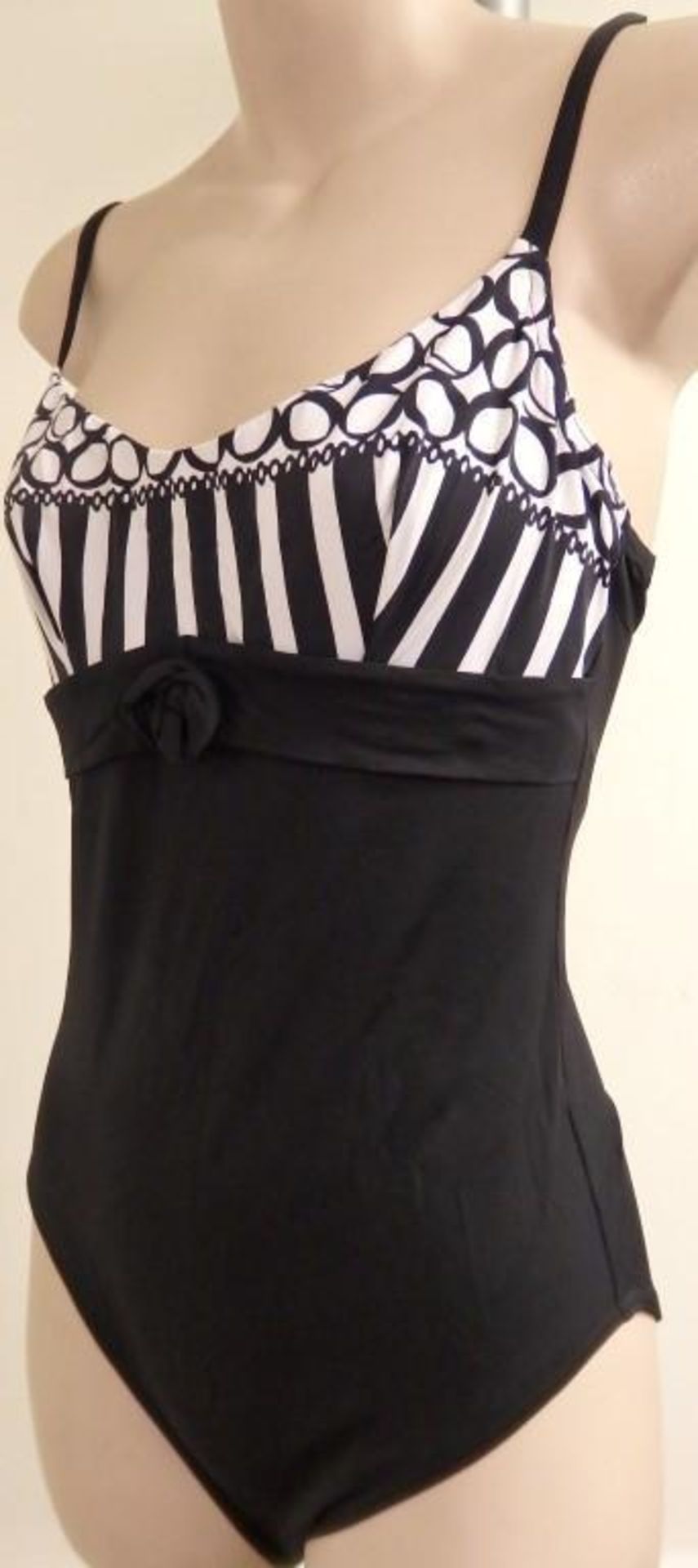 1 x Rasurel - Black/White patterned - Borneo Swimsuit - R20435 - Size 2C - UK 32 - Fr 85 - EU/Int 7