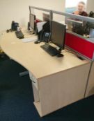 8 x Wave Office Desks With Privacy Partitions - Features a Contemporary Design, Birch Finish, Single