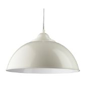 1 x Metal Dome Pendant Light in Ivory With White Inner - New Boxed Stock - CL323 - Ref: 8140CR