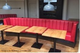 1 x 270cm Long Straight Sofa Section Banquette Seating Upholstered In A Bright Red Leather
