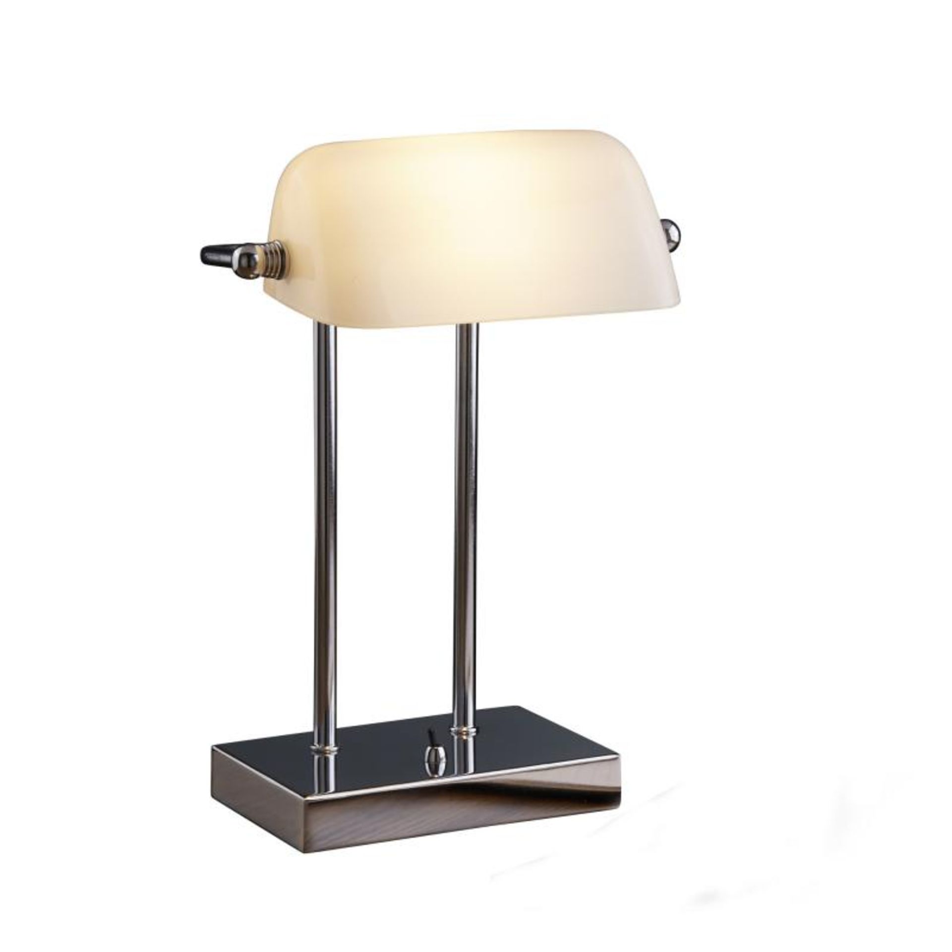 1 x Bankers Style Chrome Table Lamp With White Glass Shade - New Boxed Stock - CL323 - Ref: 1200CC / - Image 2 of 3