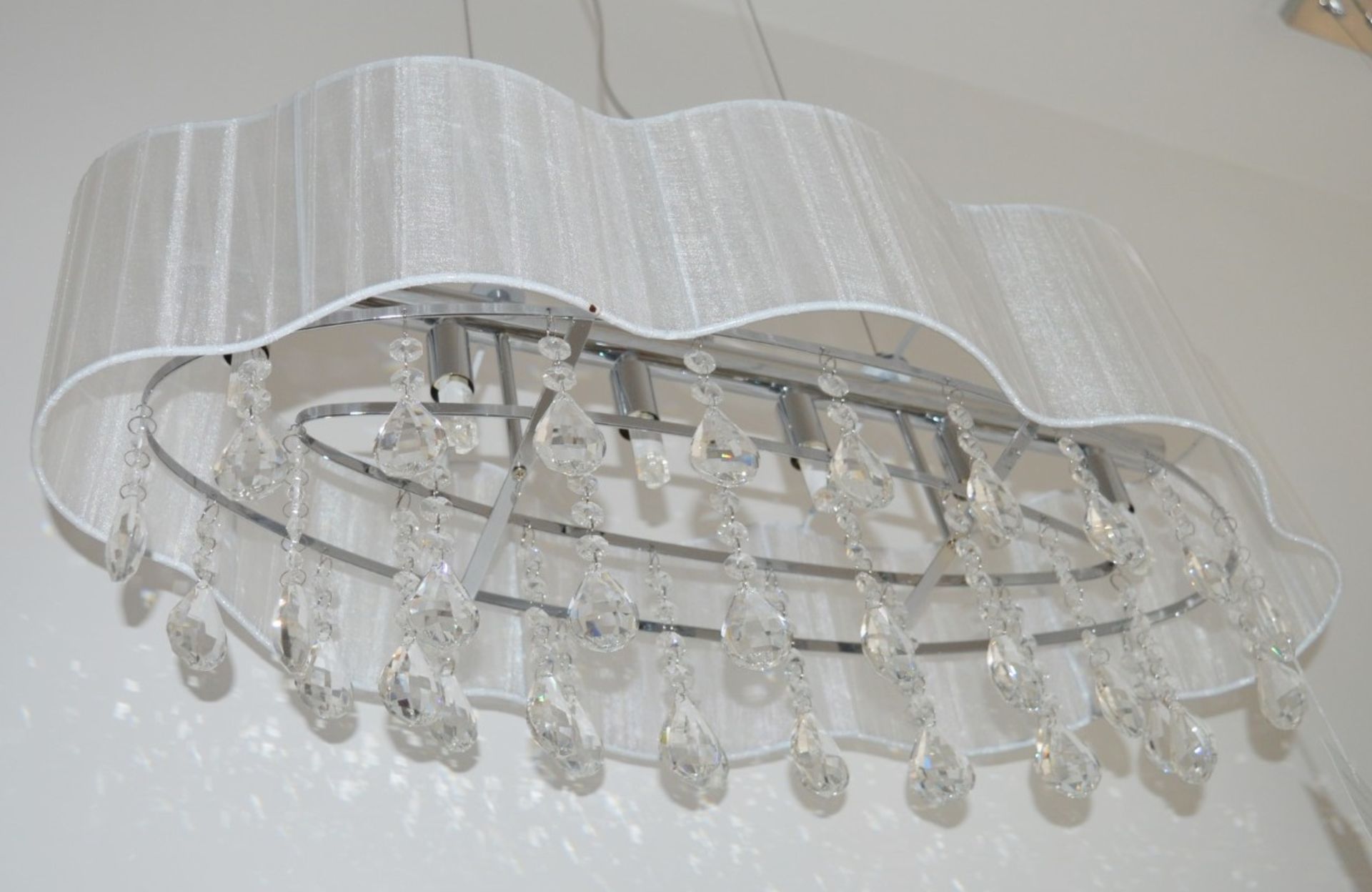 1 x Large Pleated 6-Light Ceiling Light With A Cream Voile Shade - RRP £220.00 - Image 2 of 3