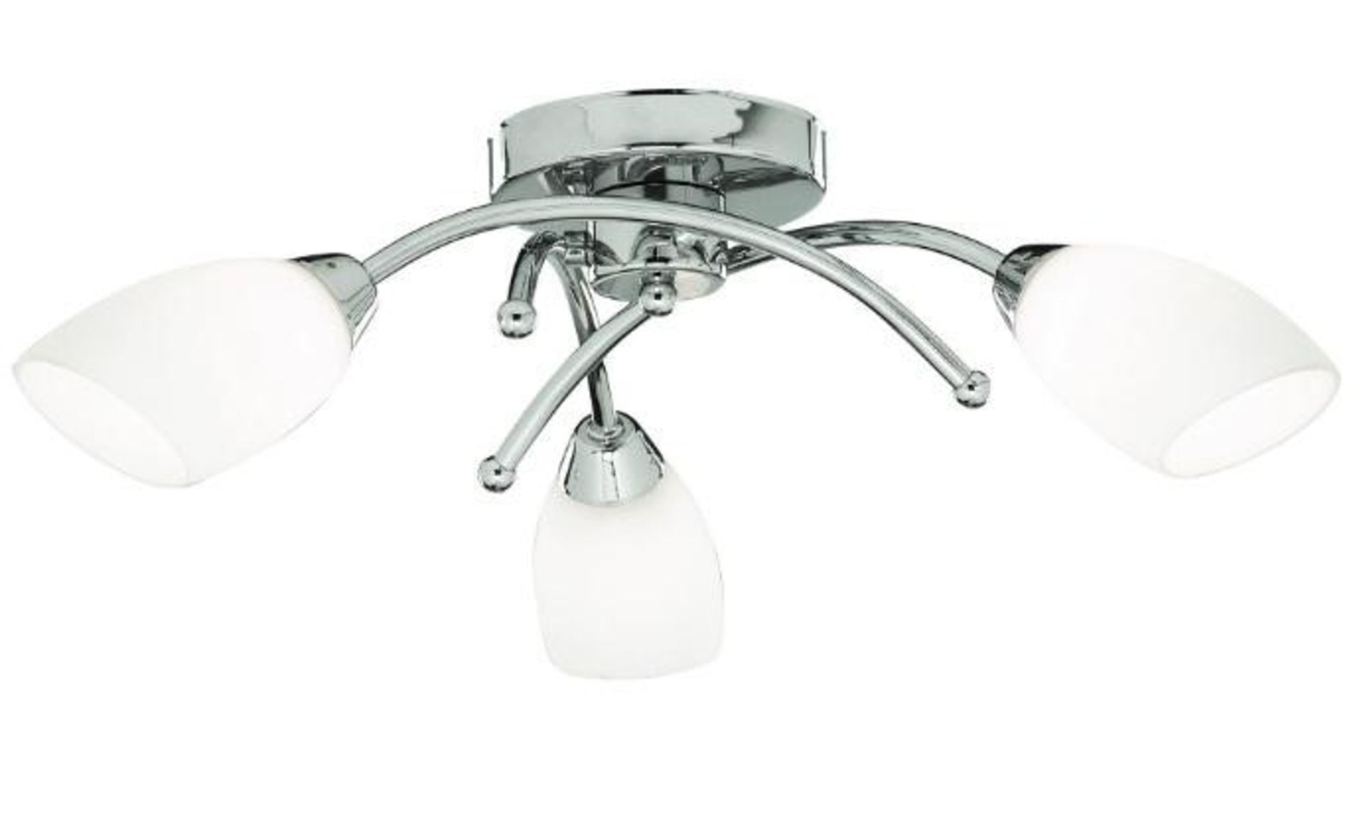 1 x OPERA Chrome 3 Light Semi-flush Fitting With Opal Glass Shades - Dimensions: 15 x 50cm - Ex Disp