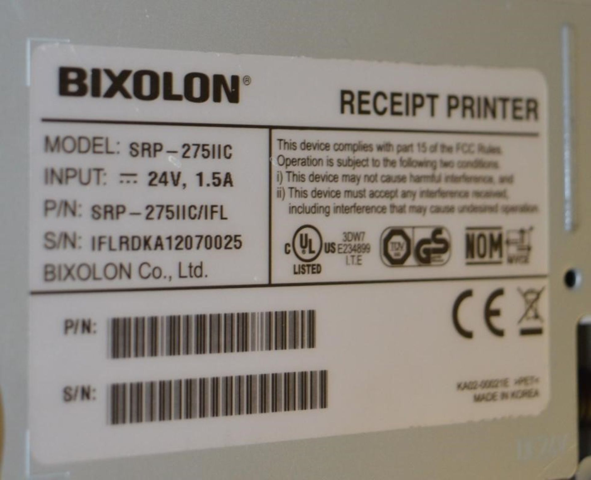 1 x Bixolon SRP-275IIC Matrix Receipt Pinter With Spare Ribbons - Ref BB191 PTP - CL351 - Location: - Image 4 of 4