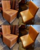 4 x Leather Upholstered Chairs In Tan - Recently Removed From A City Centre Steakhouse Restaurant -