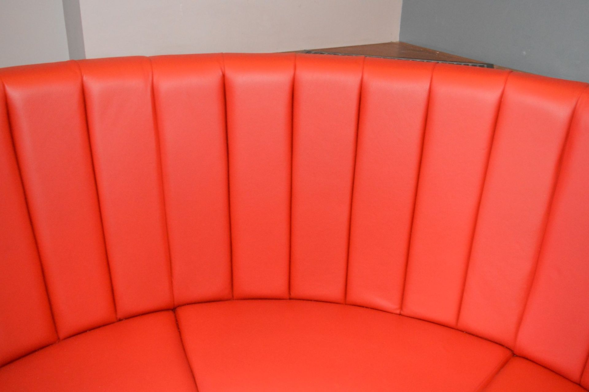 1 x Curved C-Shaped Seating Booth Upholstered In A Bright Red Leather - CL353 - Image 8 of 11