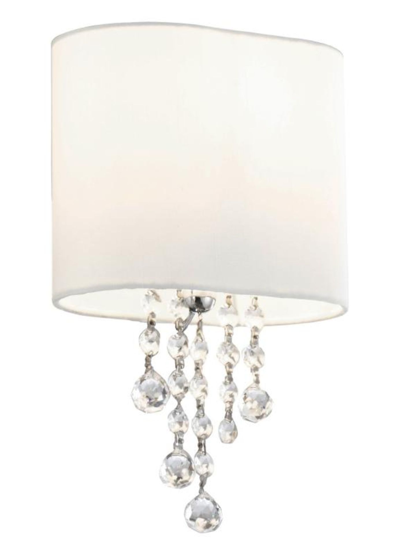 2 x Nina Chrome Wall Lights With Crystal Beads & White Fabric Shade - New Boxed Stock - CL323 - Ref: - Image 2 of 2