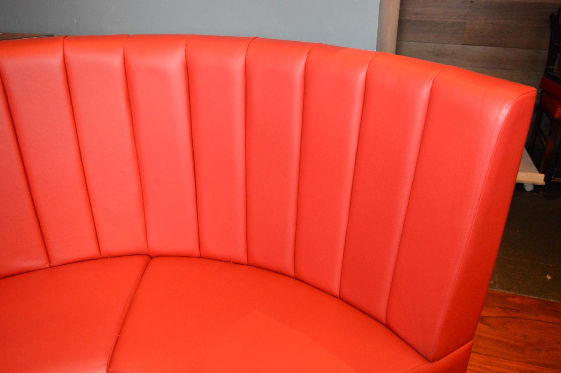 1 x Curved C-Shaped Seating Booth Upholstered In A Bright Red Leather - CL353 - Image 9 of 11