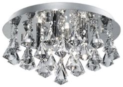 1 x Hanna 4-Light Semi-flush Fitting With Diamond Shape Crystals And Chrome Finish - New Boxed Stock