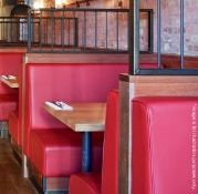 2 x Seating Booth Sections Upholstered In A Bright Red Leather - Also Includes 1 x Privacy Panel