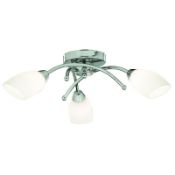 1 x Opera Chrome 3 Light Semi-flush Fitting With Opal Glass Shades - New Boxed Stock - CL323 - Ref: