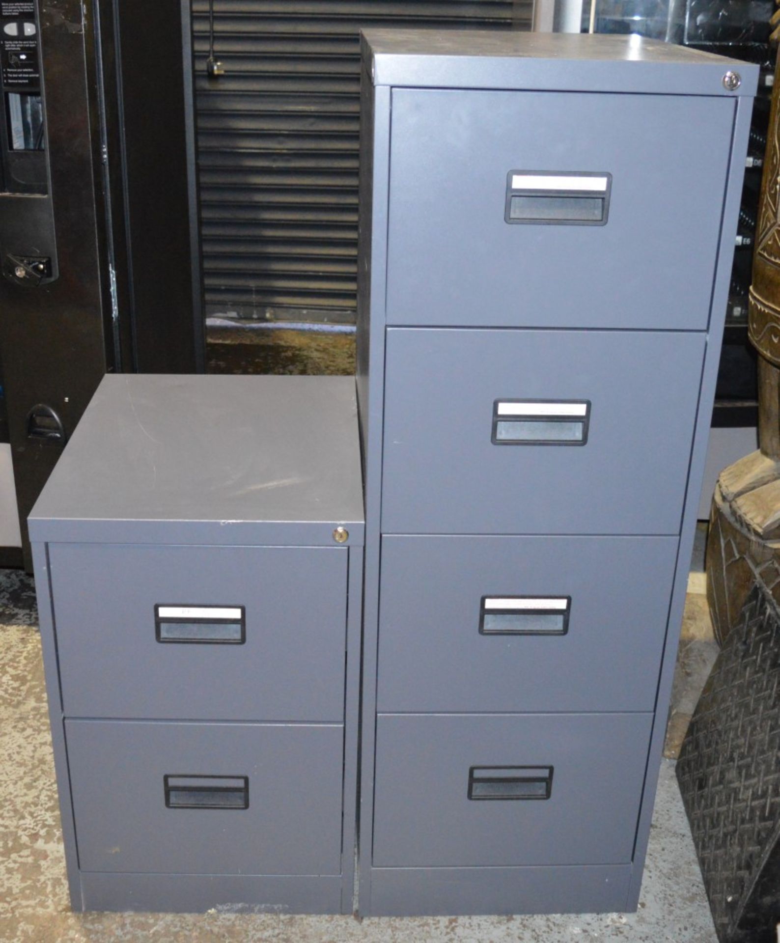 2 x Modern Grey Office Filing Cabinets - H132/71 x W46 x D62 cms - Keys not included - CL282 - Ref