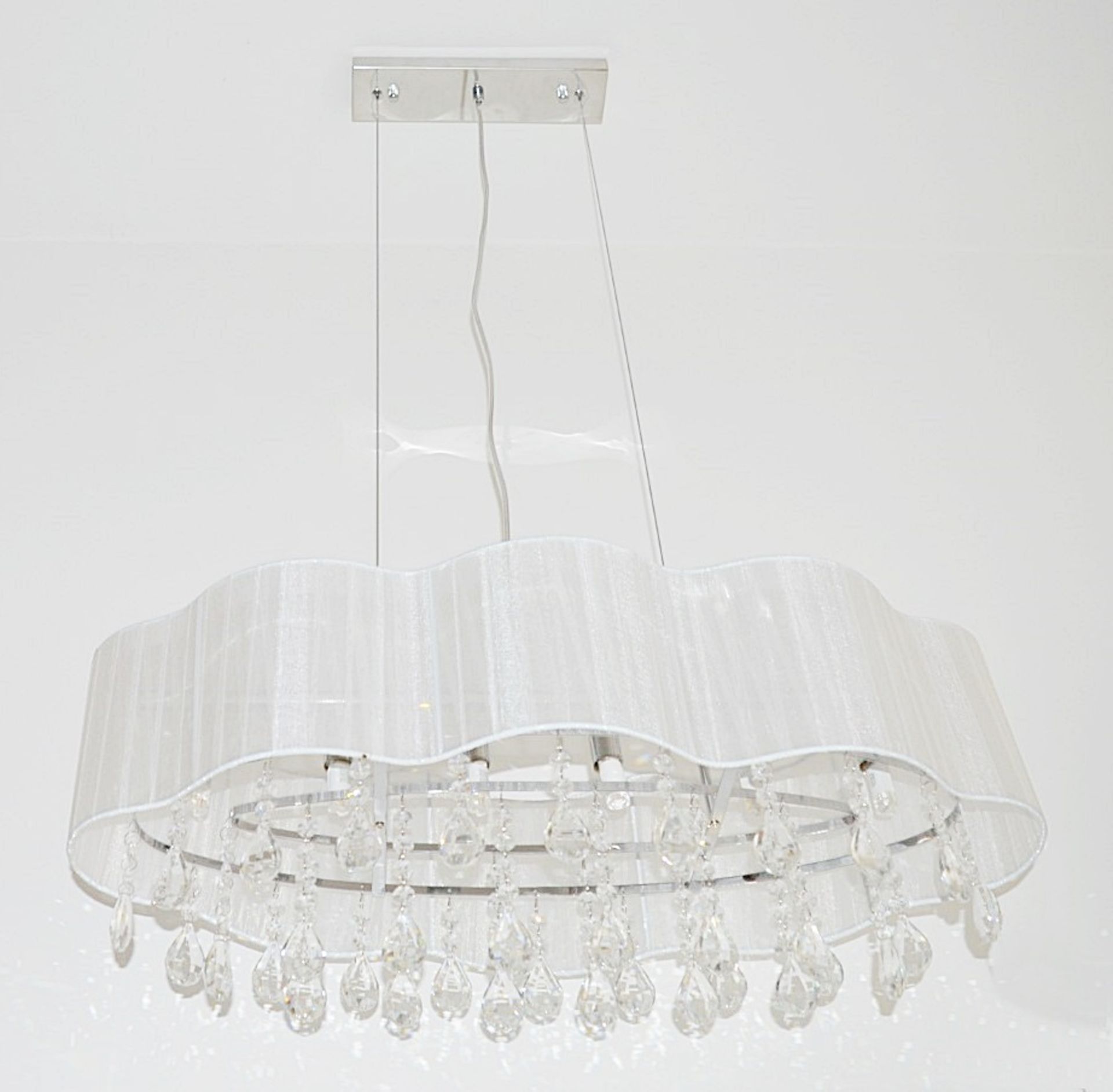 1 x Large Pleated 6-Light Ceiling Light With A Cream Voile Shade - RRP £220.00 - Image 3 of 3