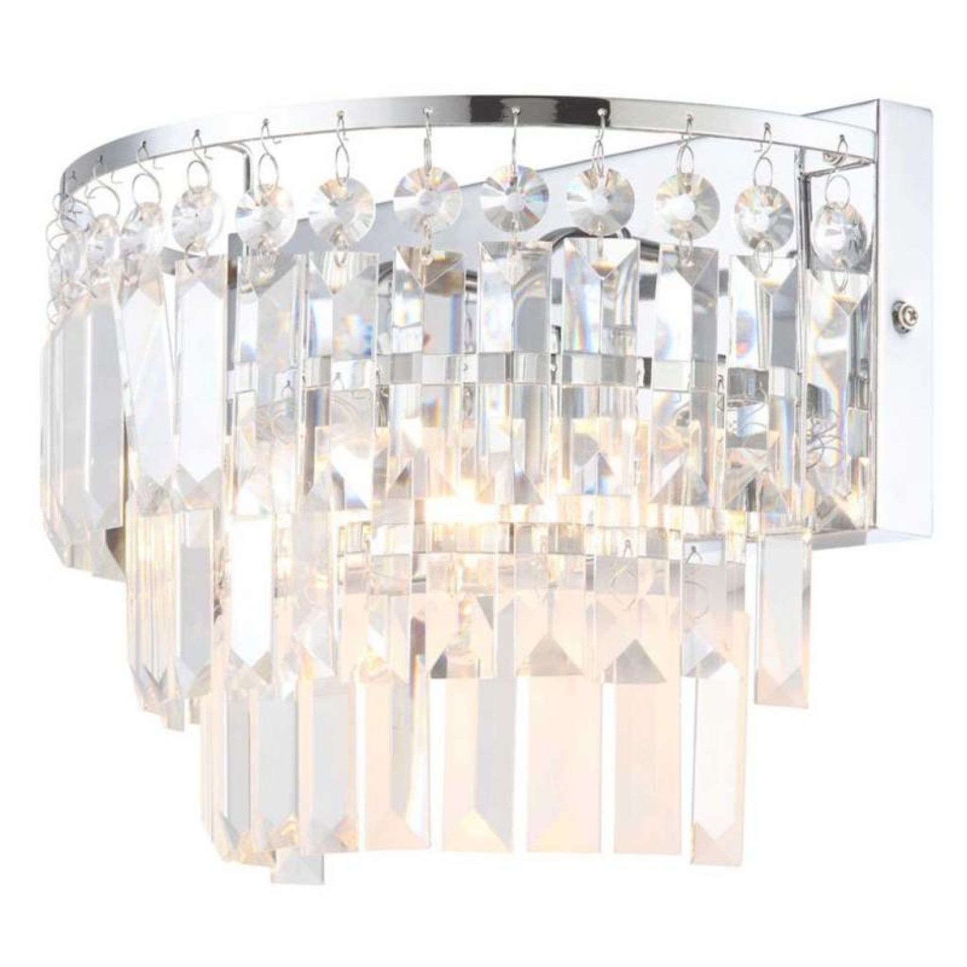 1 x Spa Lighting Belle 2 Light Chrystal Chsel Cut Bars Wall Light - IP44 Rated Suitable For Bathroom