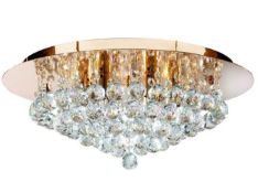 1 x Hanna 6-Light Semi-flush Fitting With Clear Crystal Balls And Gold Finish