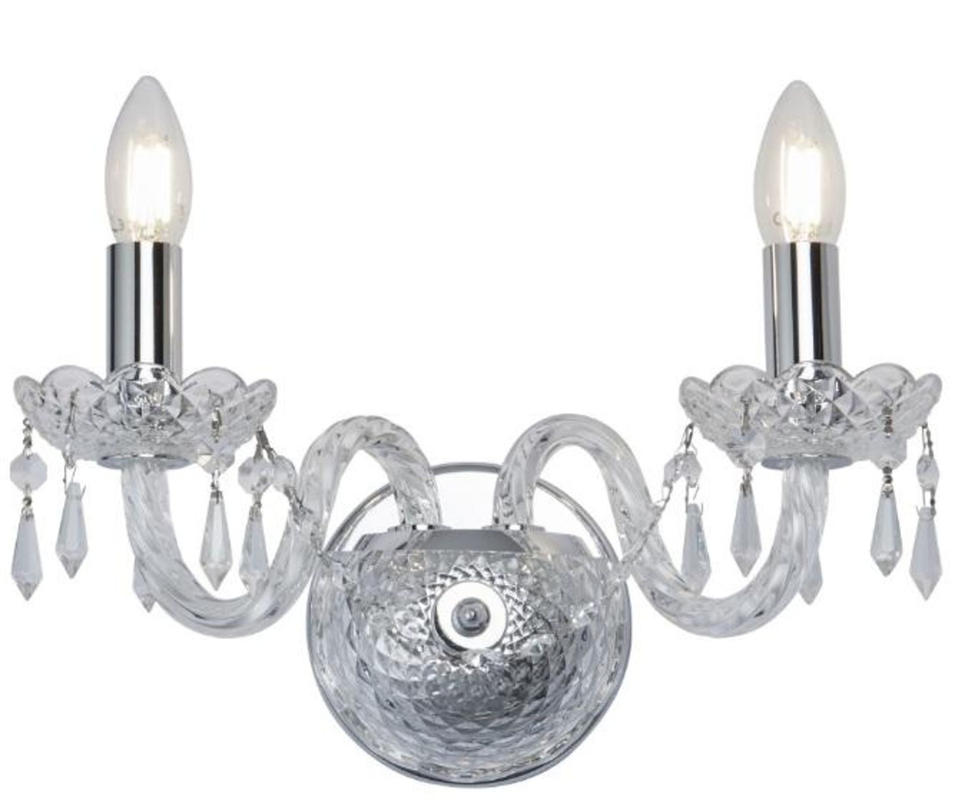 1 x Hale Georgian-Style Chrome 2-Light Wall Bracket With Crystal Trimmings - New Boxed Stock - CL323 - Image 2 of 2