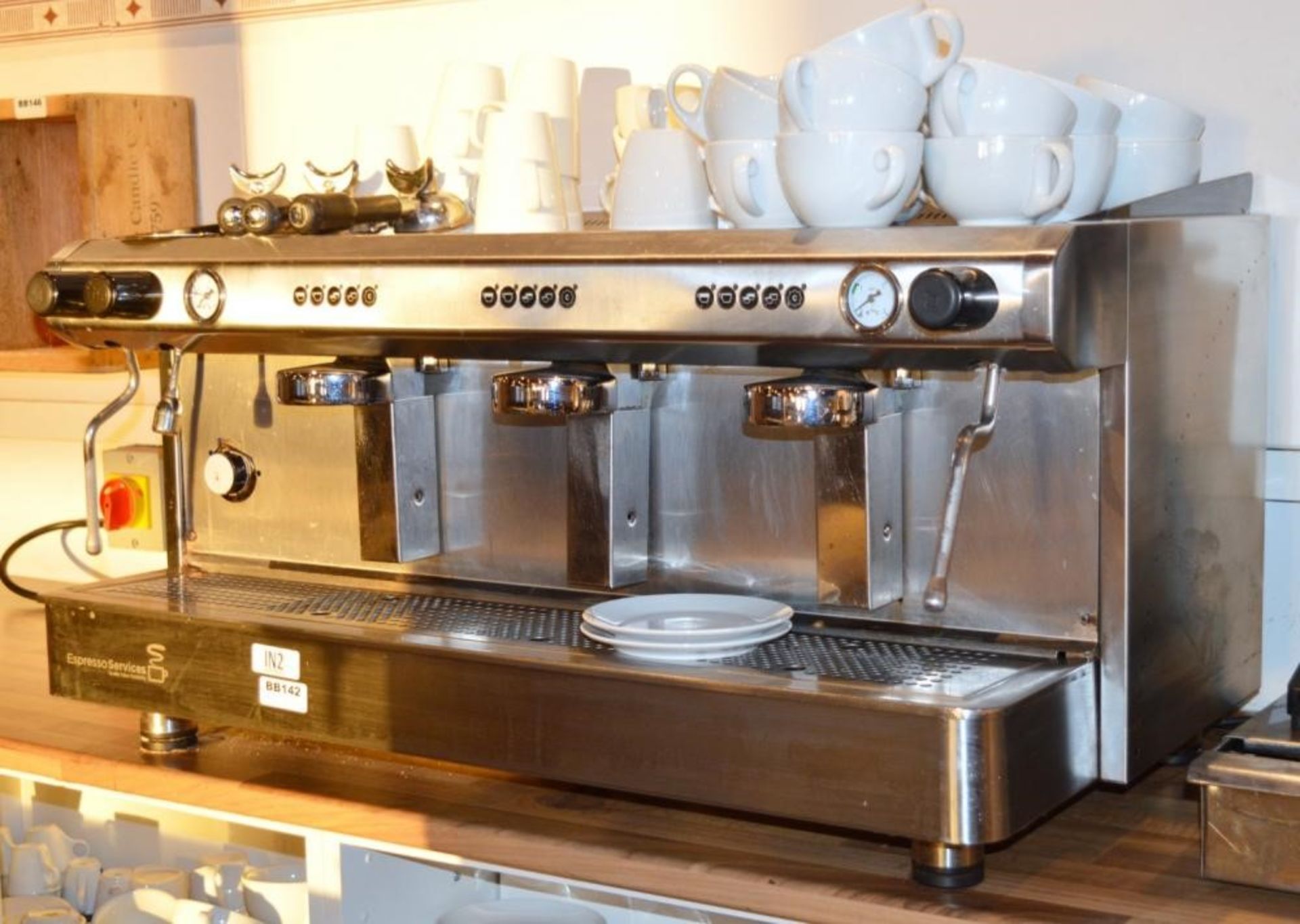 1 x Stainless Steel Three Group Commercial Coffee Machine With Filter Holders - H43 x W94 x D51 cms - Image 3 of 4
