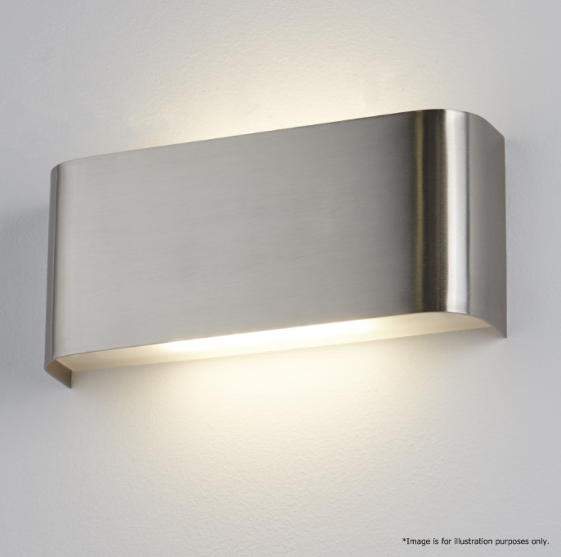 1 x Satin Silver Oblong Curved Wall Light With Up & Down 2 Light LED - RRP £96.00