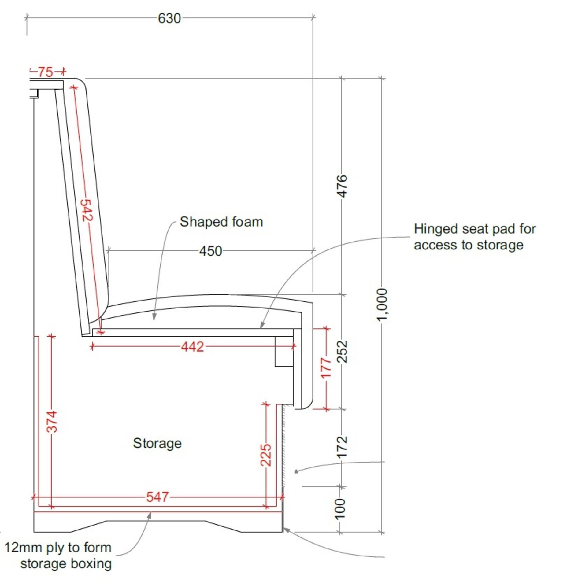 2 x Seating Booth Sections Upholstered In A Bright Red Leather - Also Includes 1 x Privacy Panel - Image 5 of 9