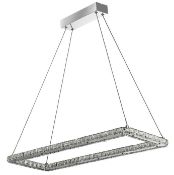 1 x Luxury Modern Clover Chrome LED Rectangle Ceiling Light Fitting With Crystal