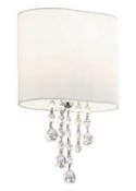 1 x Nina Chrome Wall Light With Crystal Beads & White Fabric Shade - New Boxed Stock - CL323 - Ref: