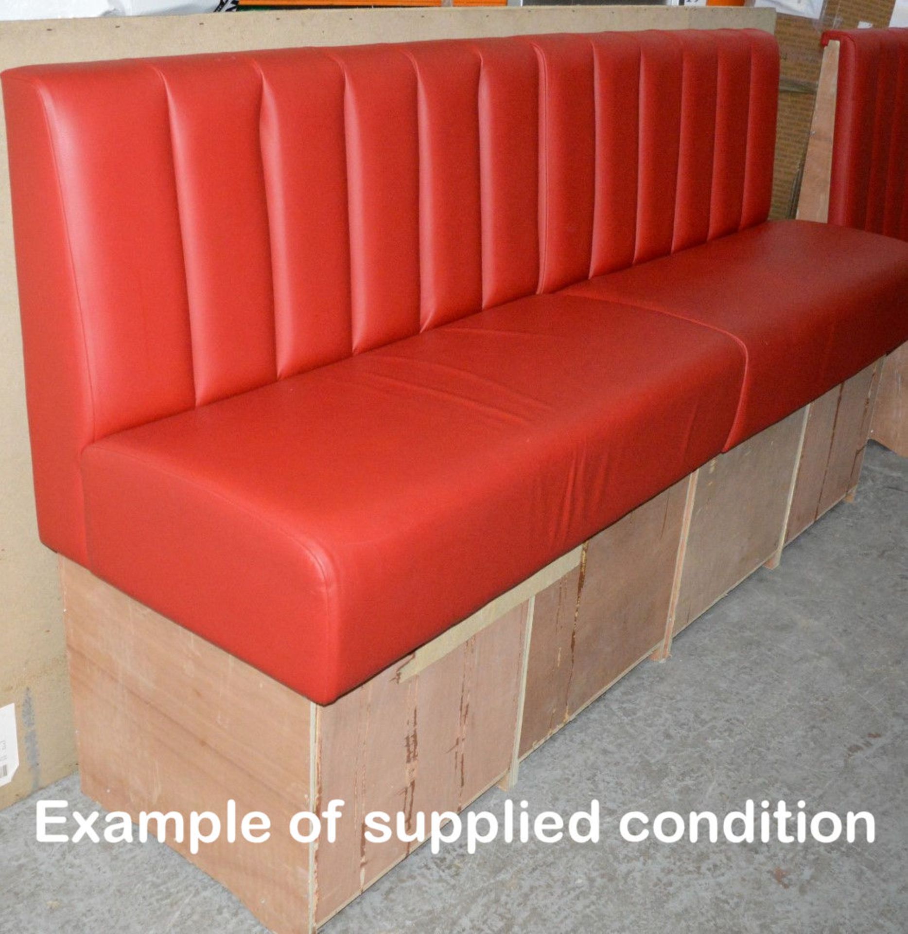 2 x Seating Booth Sections Upholstered In A Bright Red Leather - Also Includes 1 x Privacy Panel - Image 4 of 9