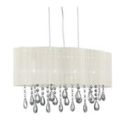 1 x Searchlight Pleated 4 Light Ceiling Pendant Light, Chrome With Cream Shade