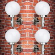 4 x Globe Outdoor Wall Light With PIR Motion Sensor - Stainless Steel With Polycarbonate Shade - IP4