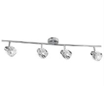 1 x Triton Chrome 4 Light Adjustable Bar Spotlight With Clear Glass Shades - Brand New Boxed Stock -