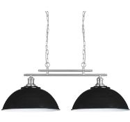 1 x Fusion Satin Silver 2 Light Ceiling Bar Light with Black Shades - Brand New Boxed