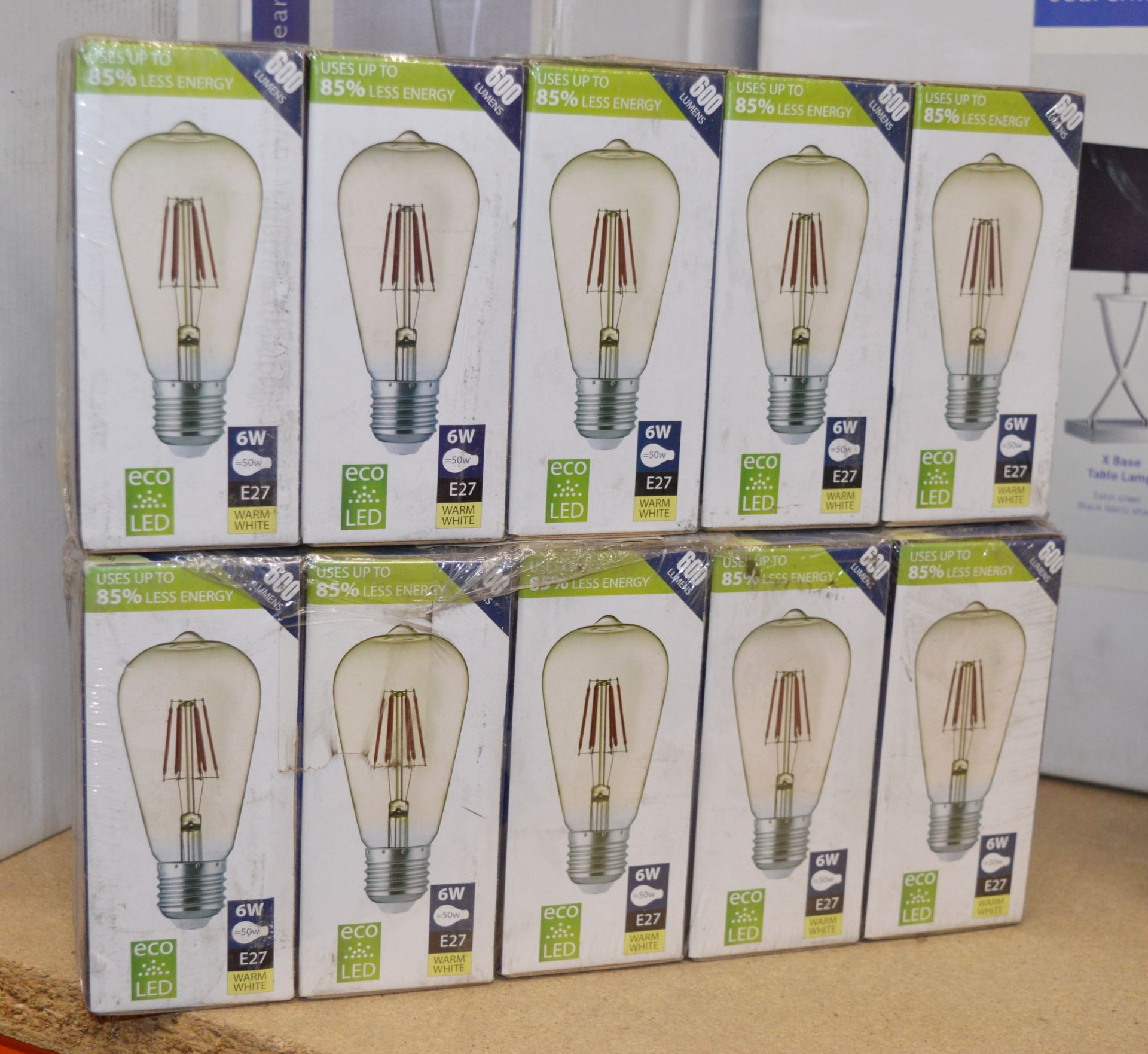10 x EcoLed 6w E27 Warm White Light Bulbs - New Boxed Stock - CL323 - Ref: A1 - Location: Altrincham