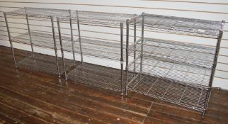 3 x ThreeTier Commercial Kitchen Wire Shelving Racks - H90 x W90 x D46 cms - Used For None Food Stor