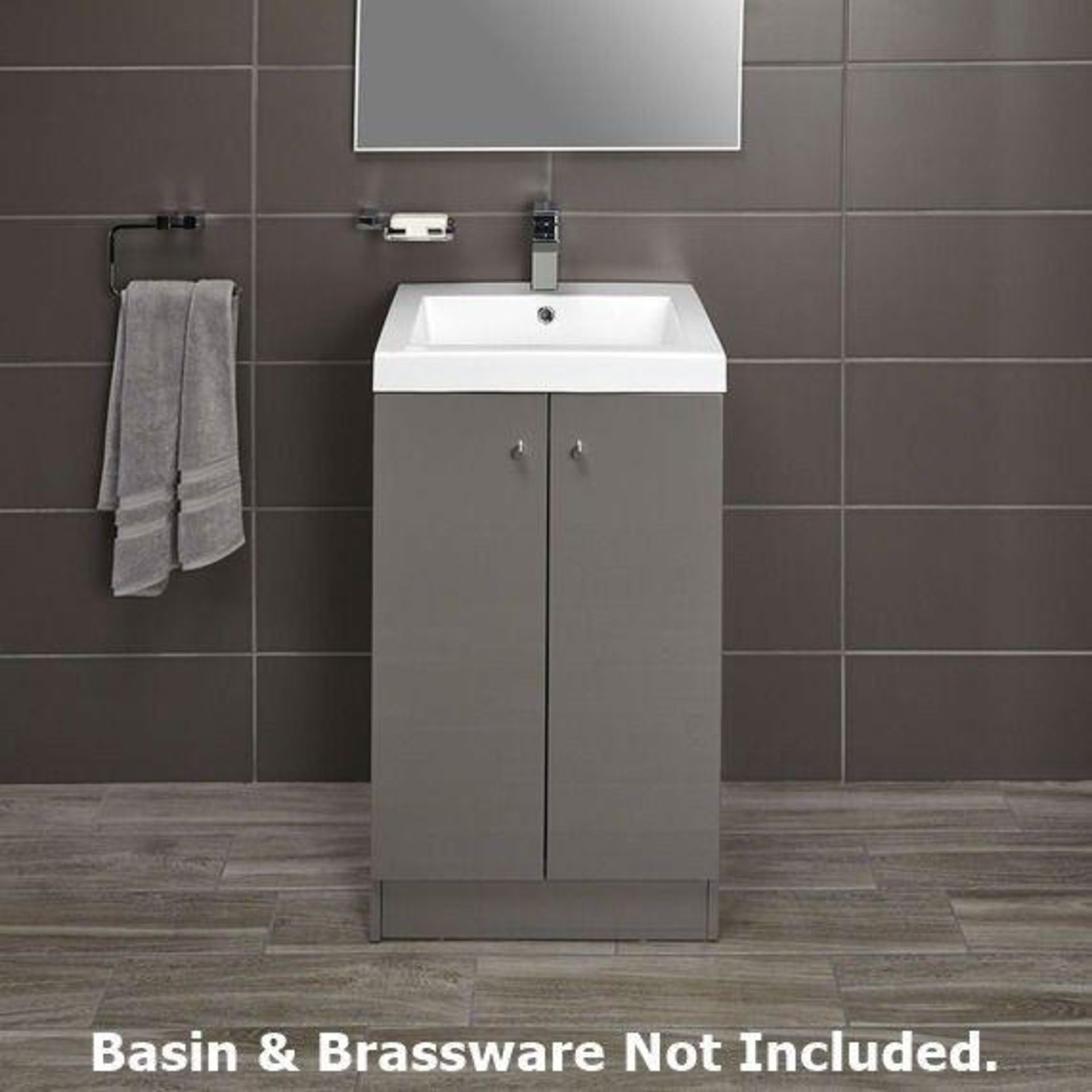 1 x Alpine Duo 500 Floor Standing Vanity Unit - Ultra-Modern Square Design With Soft Close Doors and