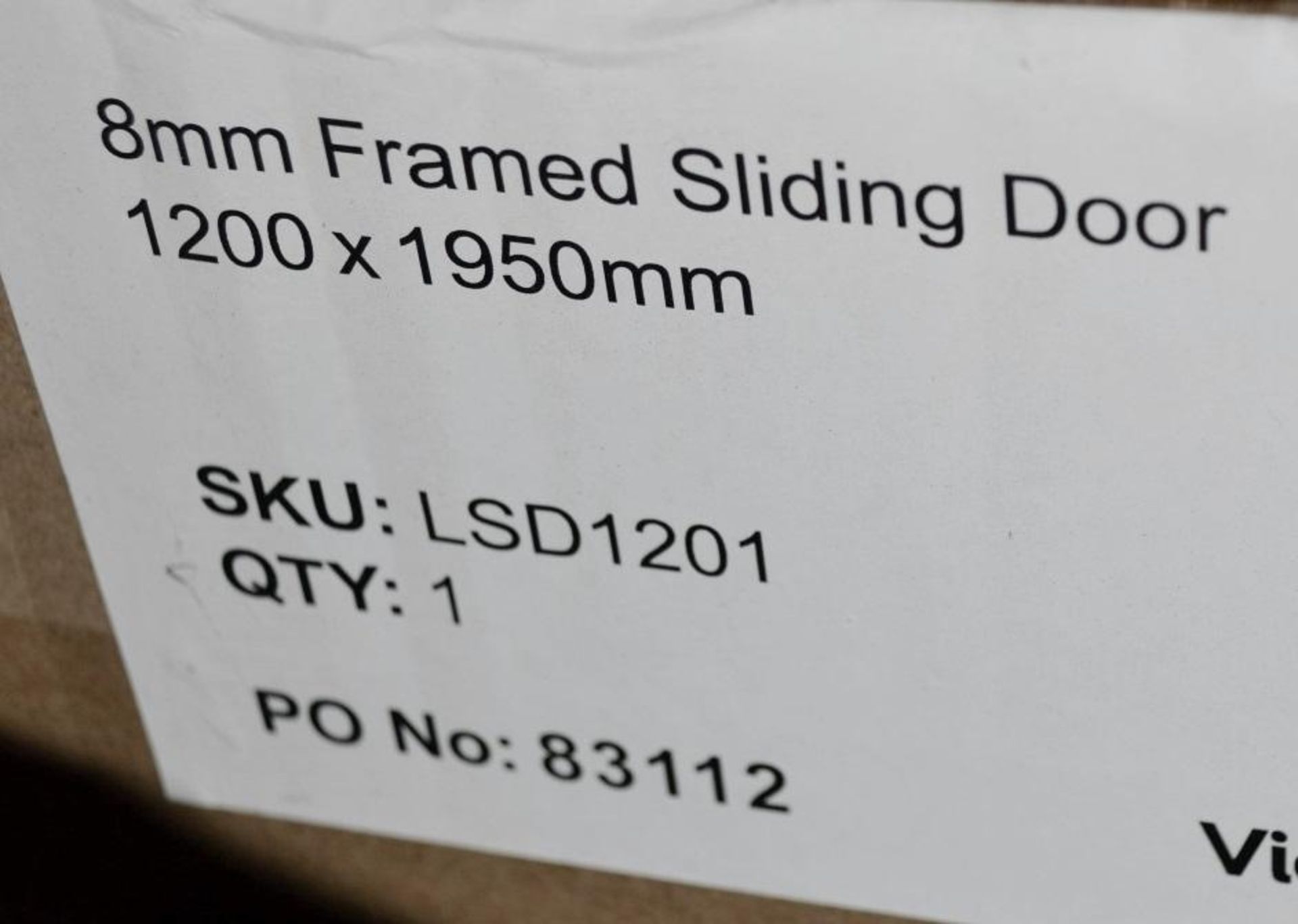 1 x 8mm Framed Sliding Door - New / Unused Stock - Dimensions: 1200 x 1950mm - CL269 - Ref MT656 - L - Image 3 of 3