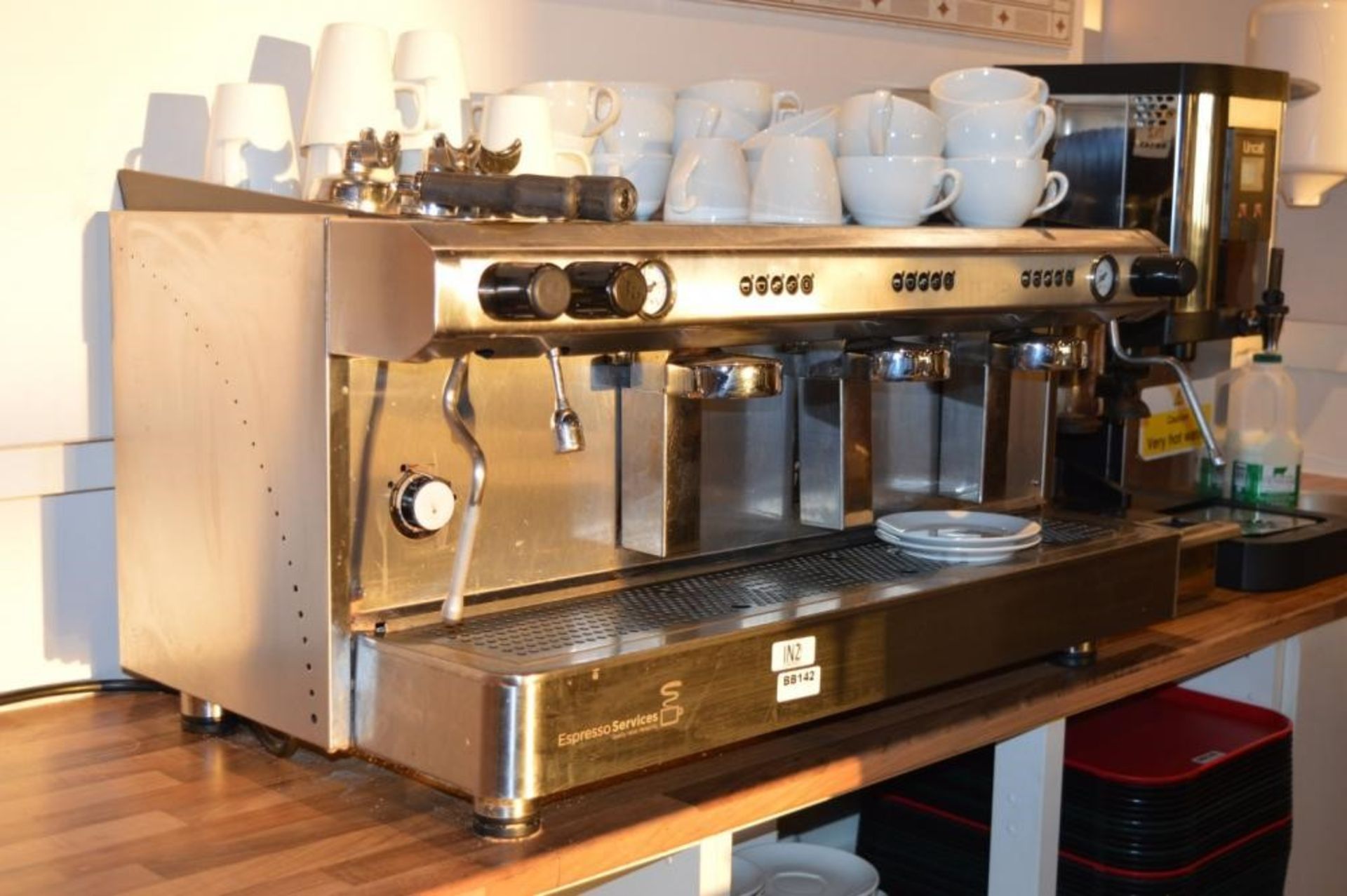1 x Stainless Steel Three Group Commercial Coffee Machine With Filter Holders - H43 x W94 x D51 cms - Image 2 of 4