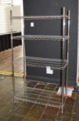 1 x Four Tier Commercial Kitchen Wire Shelving Rack - H167 x W90 x D46 cms - Used For None Food Stor