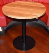 1 x Round Restaurant / Bistro Table - Wooden Topped With A Metal Base - Diameter 80cm / Height 110cm