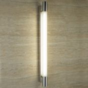 2 x Bathroom Wall Light With Chrome Finish and Frosted Glass Shade - T5 IP44 Rated - New Boxed Stock