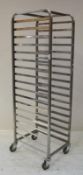 1 x Stainless Steel 18 Tier Mobile Tray Rack - H182 x W46.5 x D60 cms - CL282 - Ref J1279 - Location