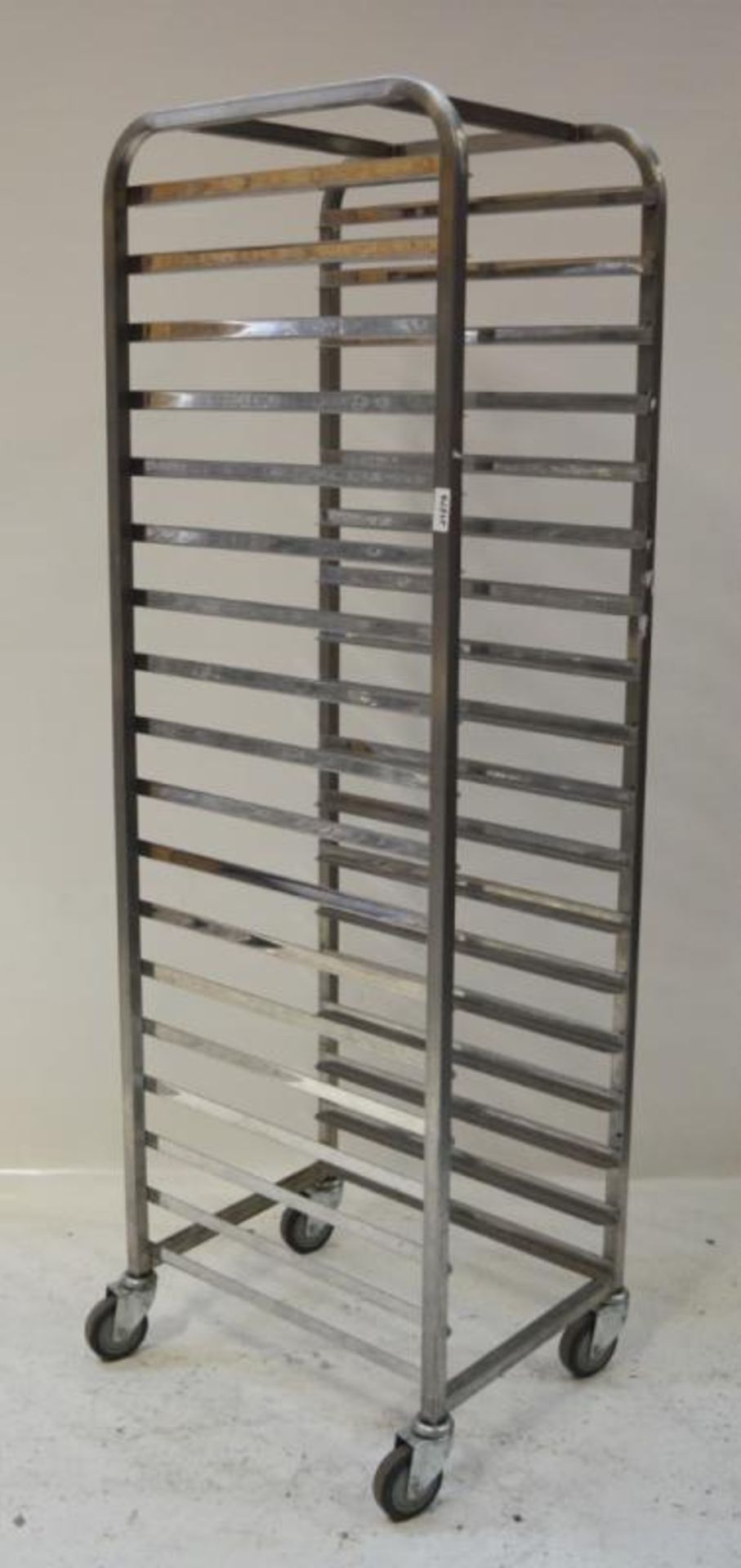 1 x Stainless Steel 18 Tier Mobile Tray Rack - H182 x W46.5 x D60 cms - CL282 - Ref J1279 - Location